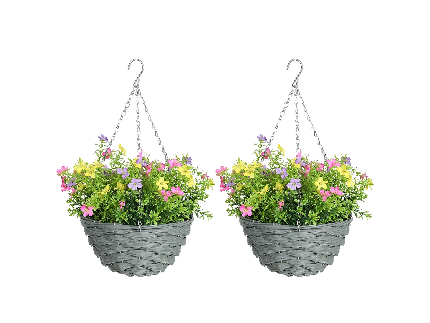 Viravi Set of 2 Hanging Artificial Cosmos Flower Displays Mixed Colours