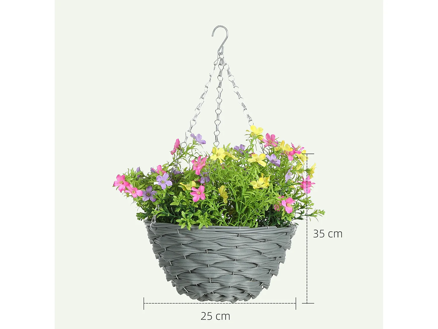 Viravi Set of 2 Hanging Artificial Cosmos Flower Displays Mixed Colours