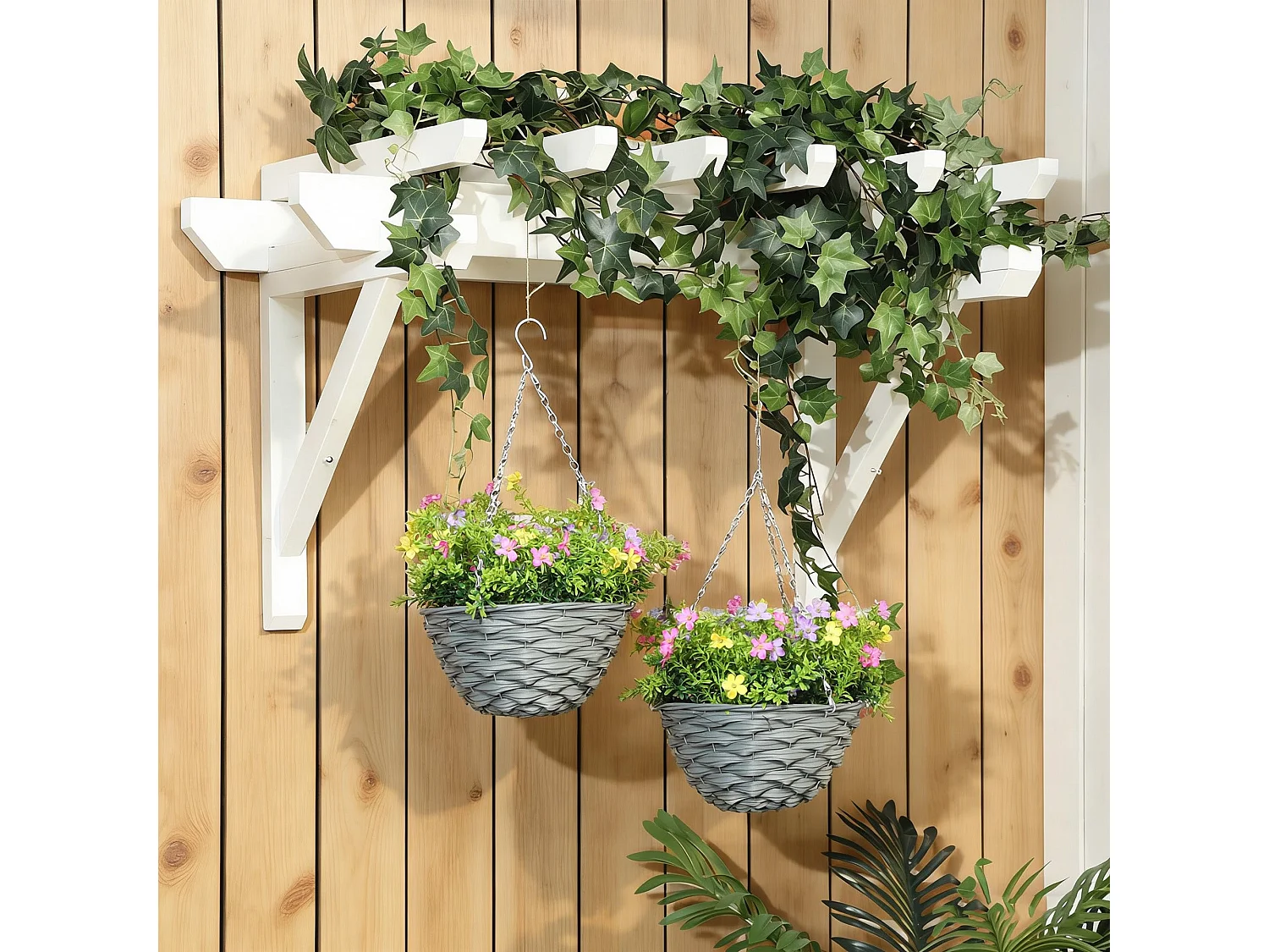Viravi Set of 2 Hanging Artificial Cosmos Flower Displays Mixed Colours