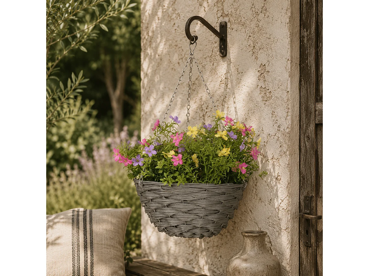 Viravi Set of 2 Hanging Artificial Cosmos Flower Displays Mixed Colours