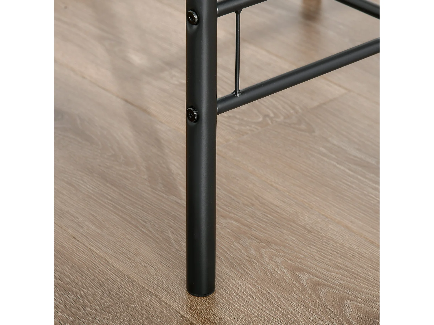 Vidiba 3 Piece Compact Dining Set Natural Wood Effect Table with 2 Black Metal Chairs