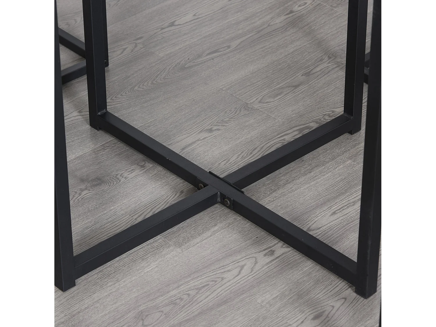 Sajonia 5 Piece Industrial Square Dining Set Brown Wood Effect Top Black Steel Frame