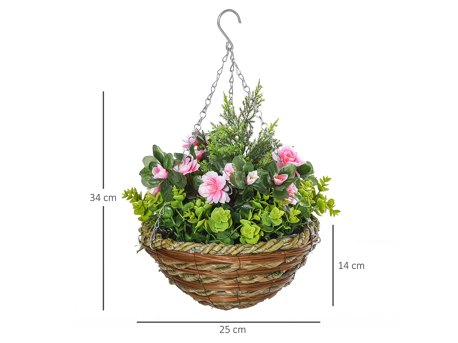 Fifi Set of 2 Hanging Artificial Lisianthus Flower Displays Pink and Green