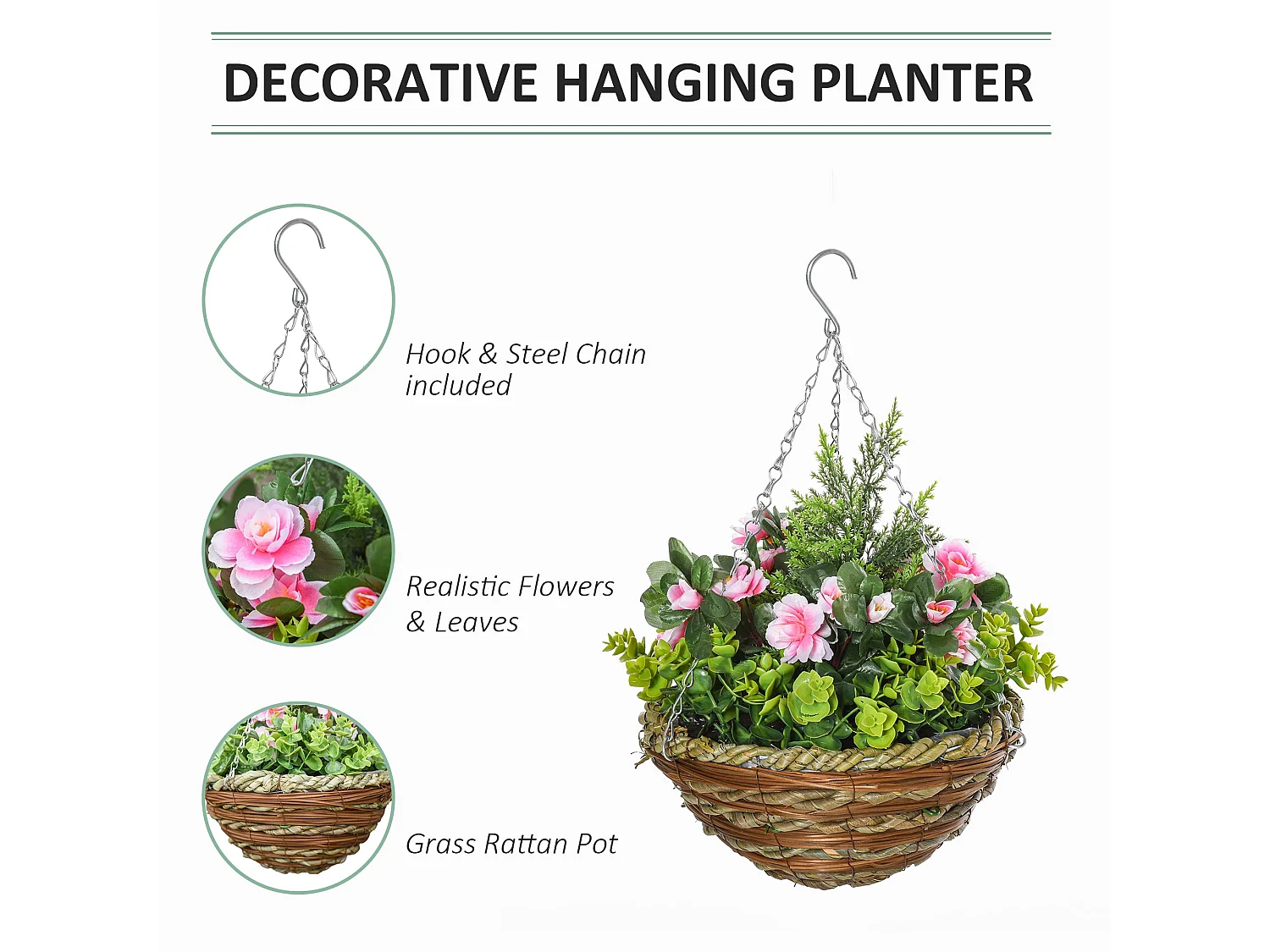 Fifi Set of 2 Hanging Artificial Lisianthus Flower Displays Pink and Green