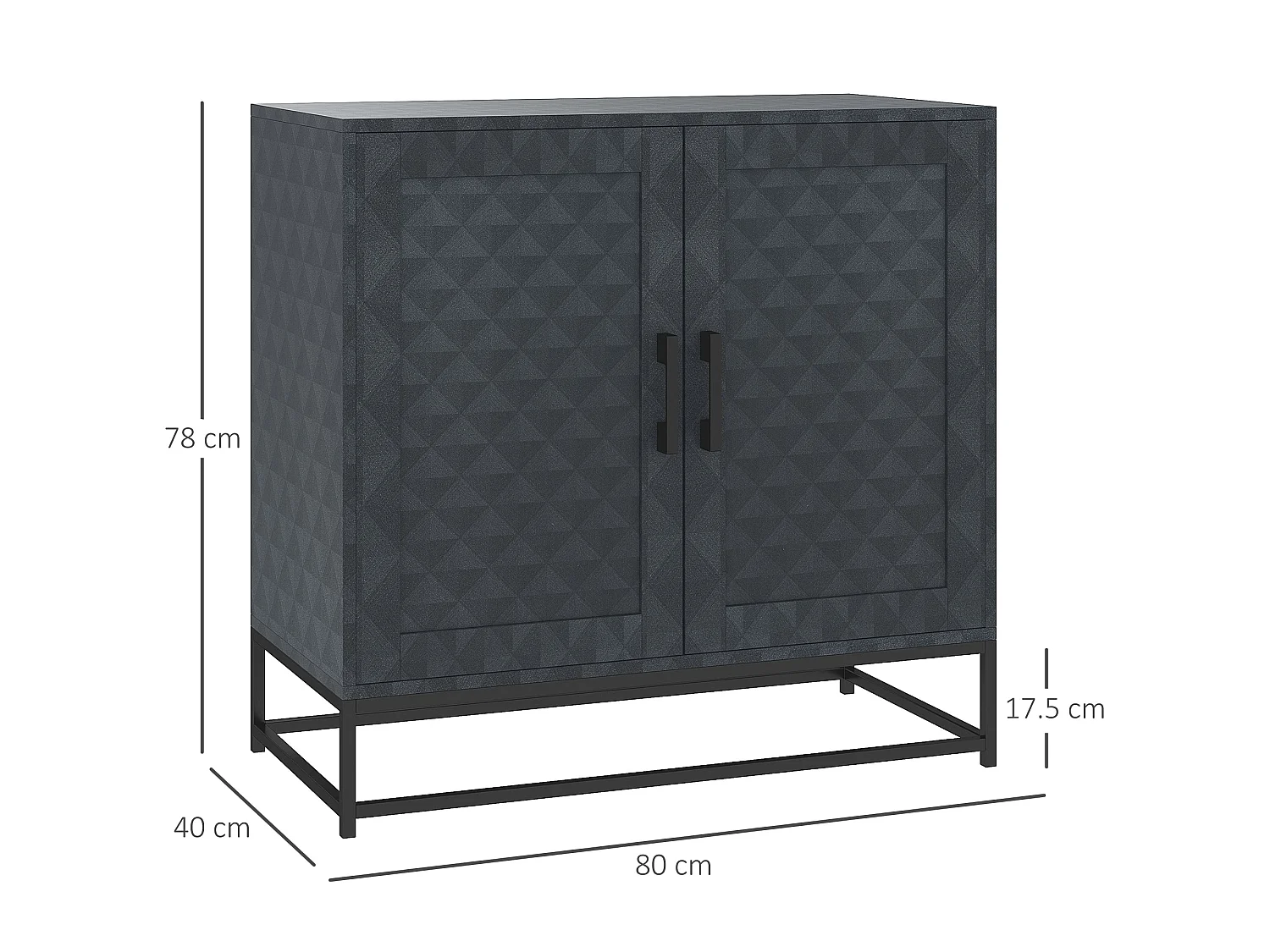 Nelima Black Freestanding Sideboard with Geometric Double Doors