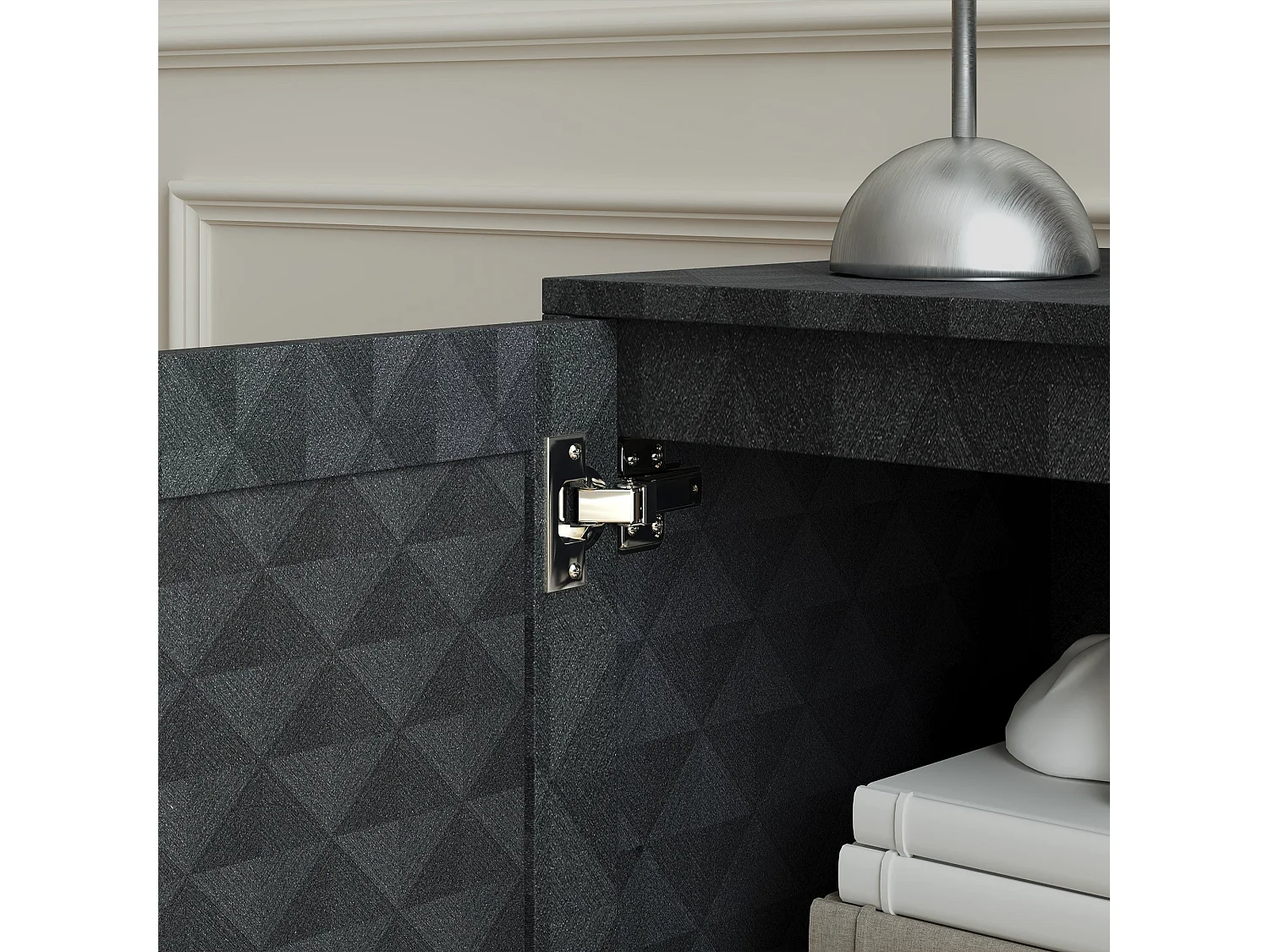 Nelima Black Freestanding Sideboard with Geometric Double Doors