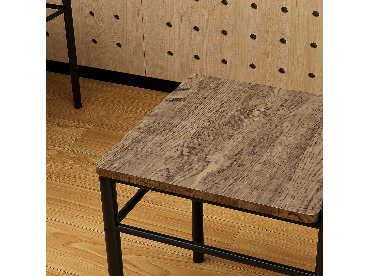 Birutte 5 Piece Oak Effect and Black Minimal Dining Set