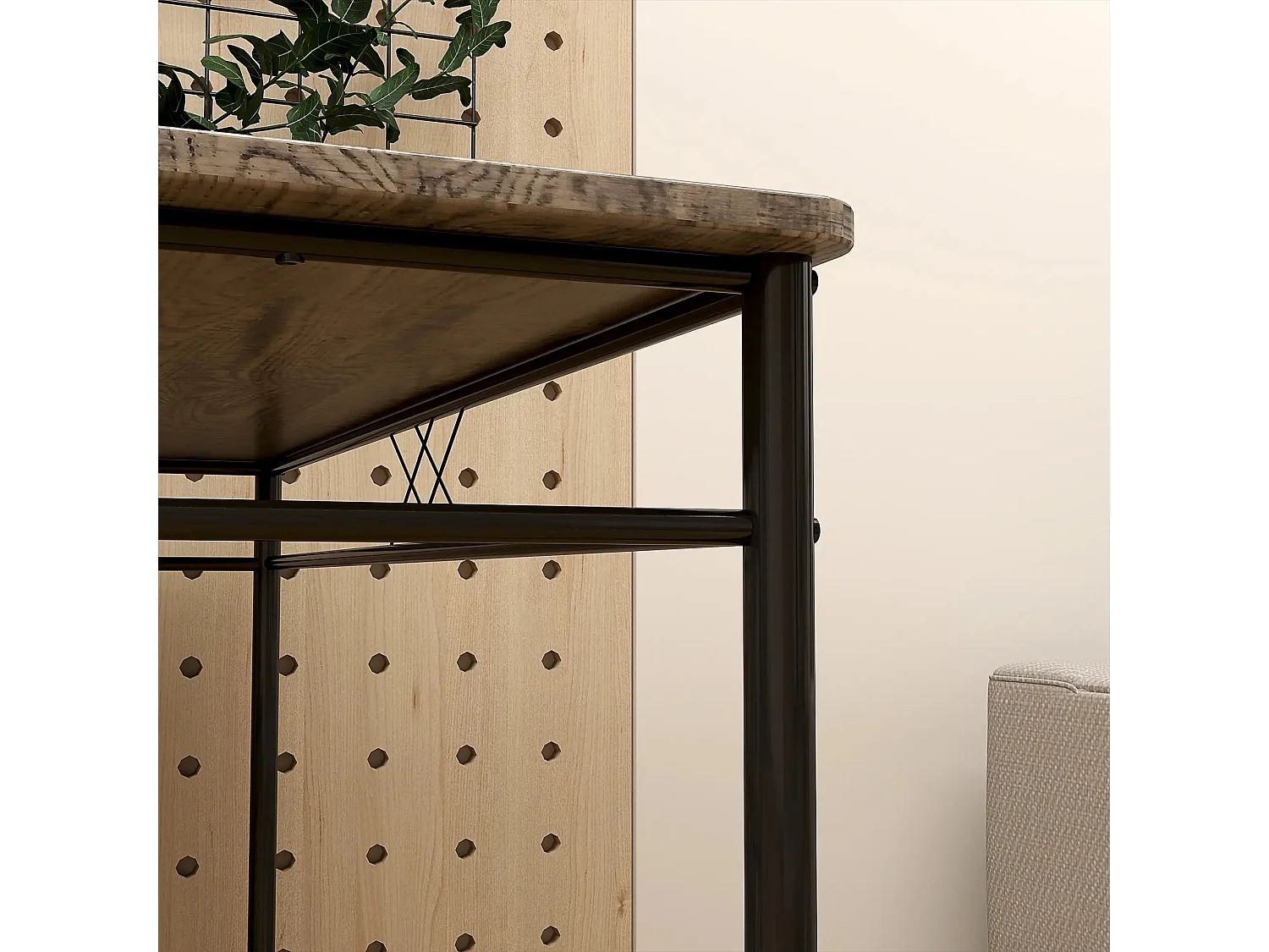 Birutte 5 Piece Oak Effect and Black Minimal Dining Set