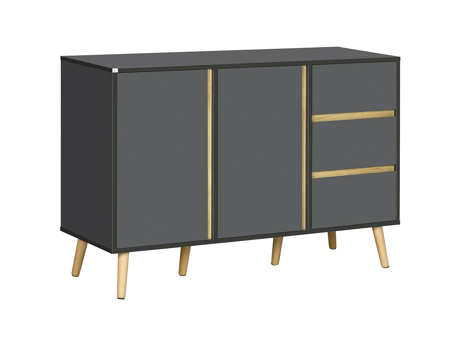 Sola Vela Sideboard Dark Grey 2 Doors 3 Drawers Adjustable Shelves