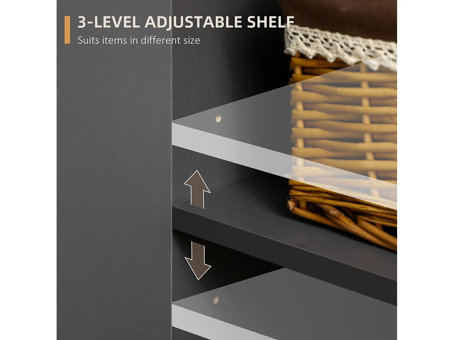 Sola Vela Sideboard Dark Grey 2 Doors 3 Drawers Adjustable Shelves
