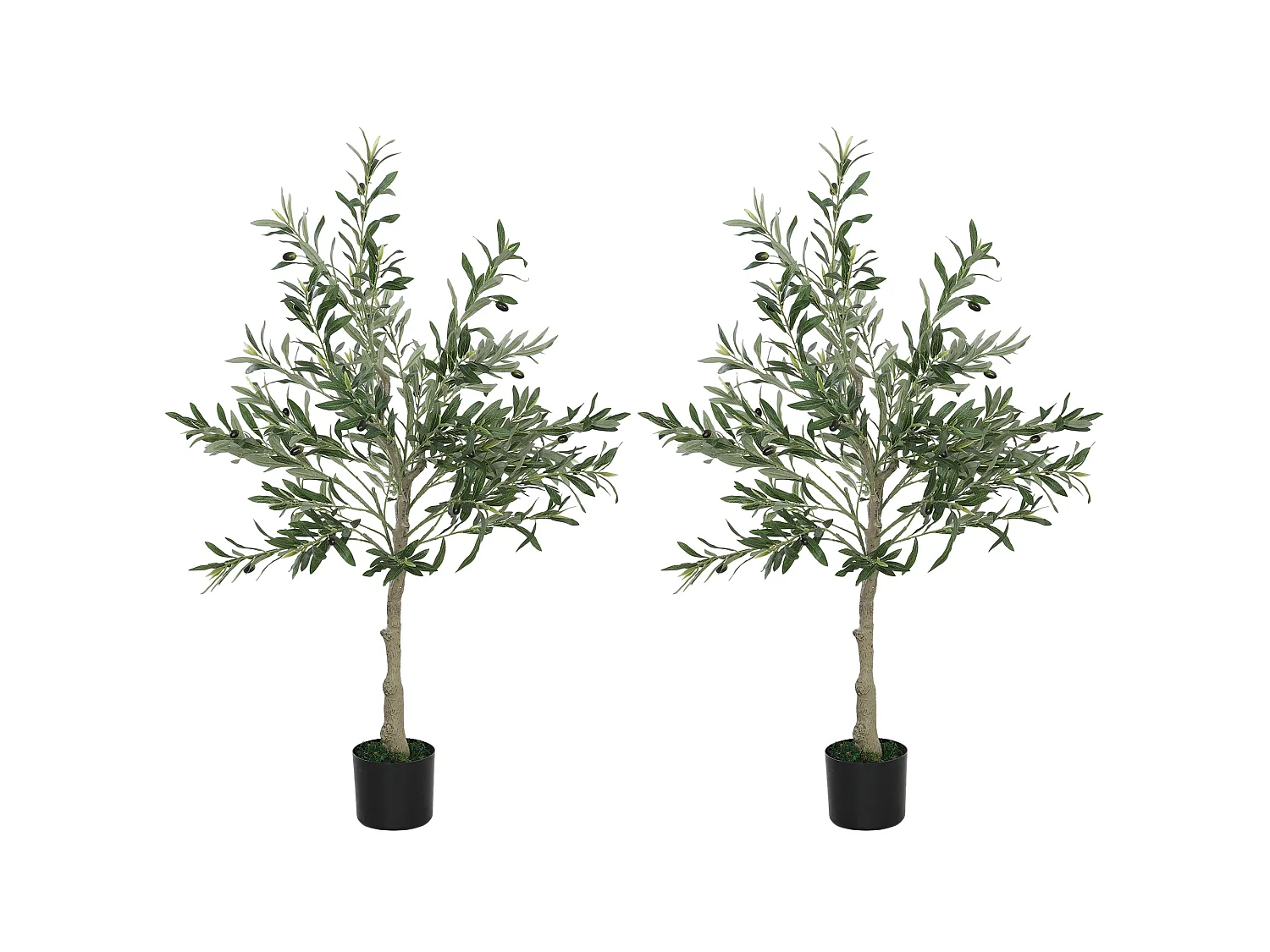 Pair of Artificial Olive Trees with Silk Style Leaves 120cm