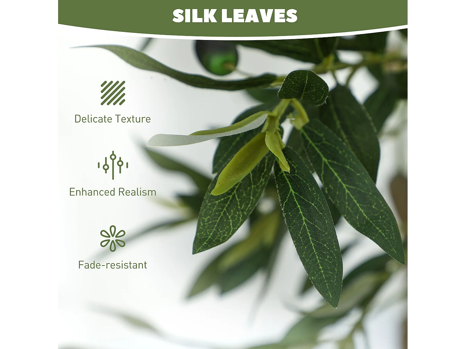 Pair of Artificial Olive Trees with Silk Style Leaves 120cm