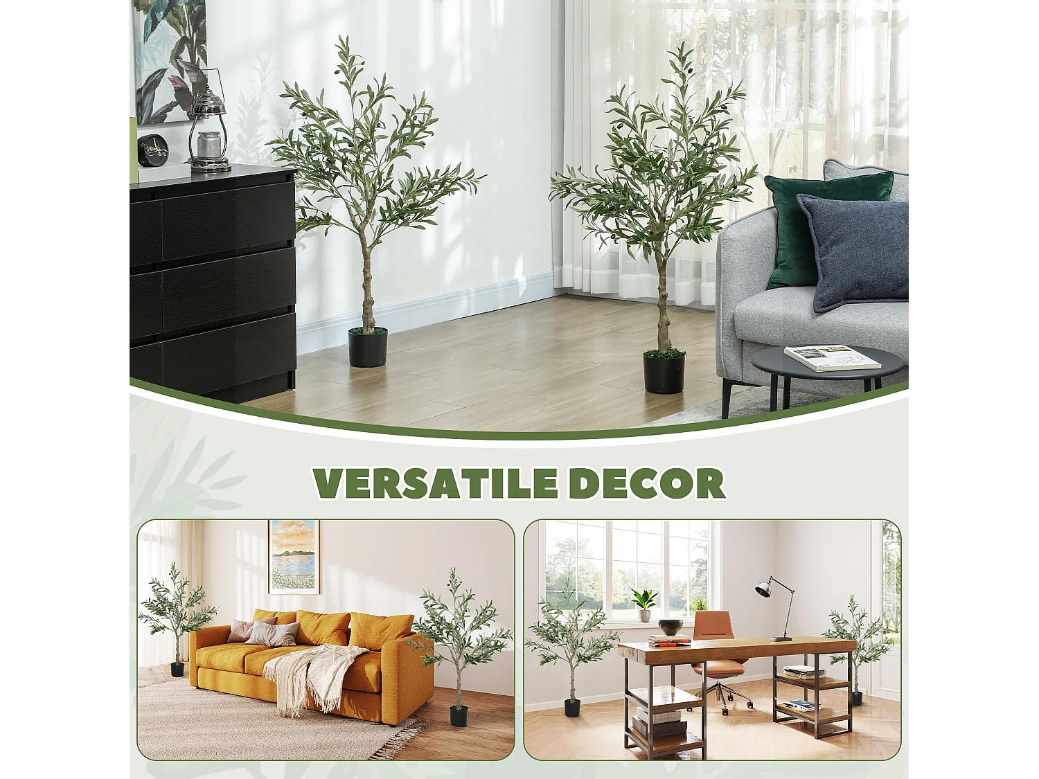 Pair of Artificial Olive Trees with Silk Style Leaves 120cm