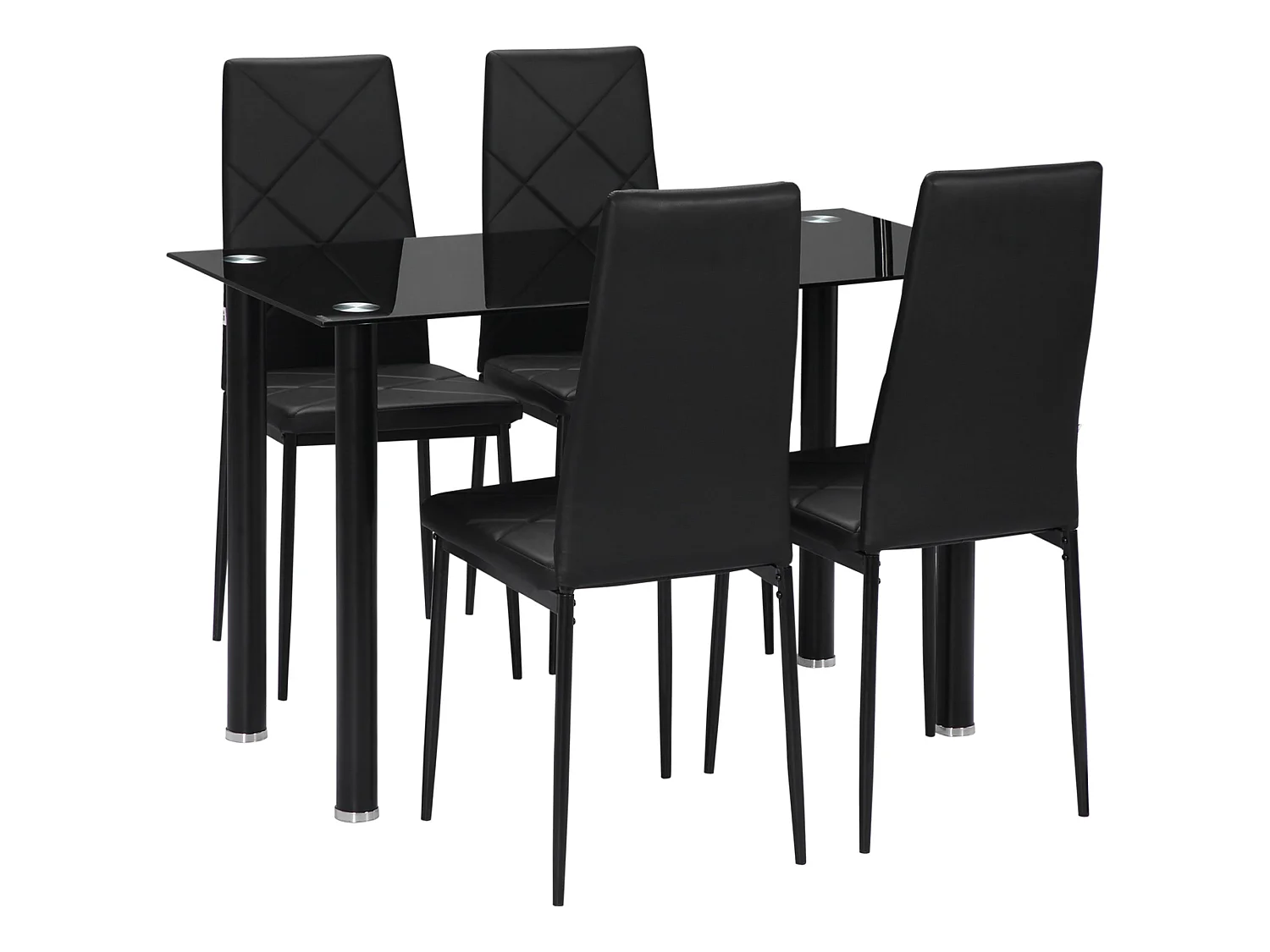 Zinelalo Modern 5 Piece Black Dining Set for 4