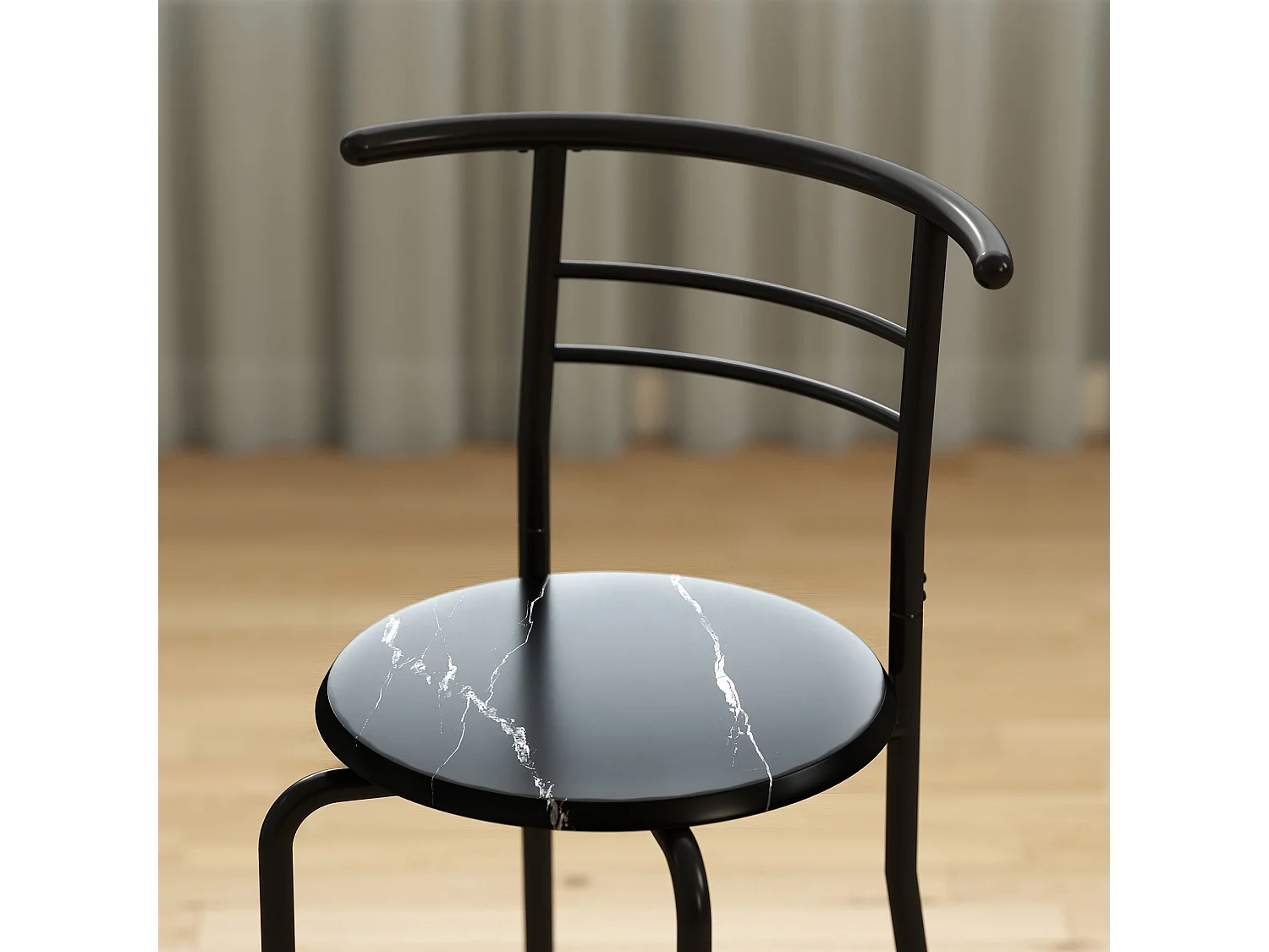 Tolo Black Compact 3 Piece Dining Set Marble Effect Table with 2 Chairs
