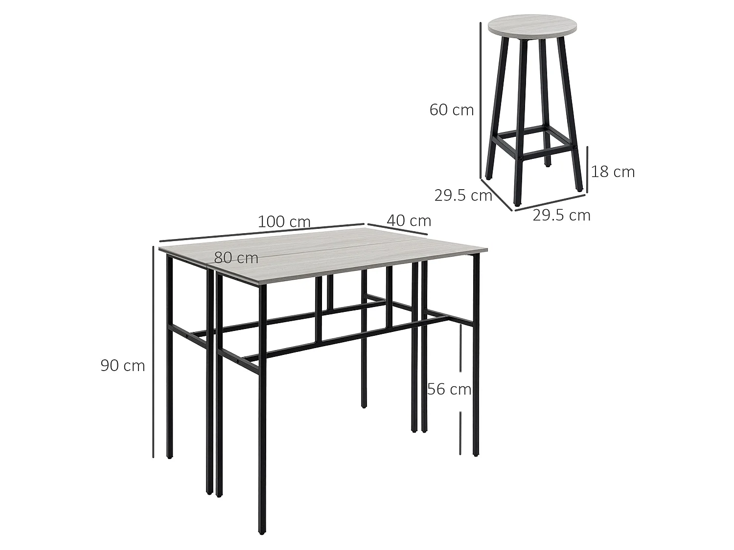 Lura Rika 6 Piece Grey Bar Dining Set 2 Tables and 4 Stools