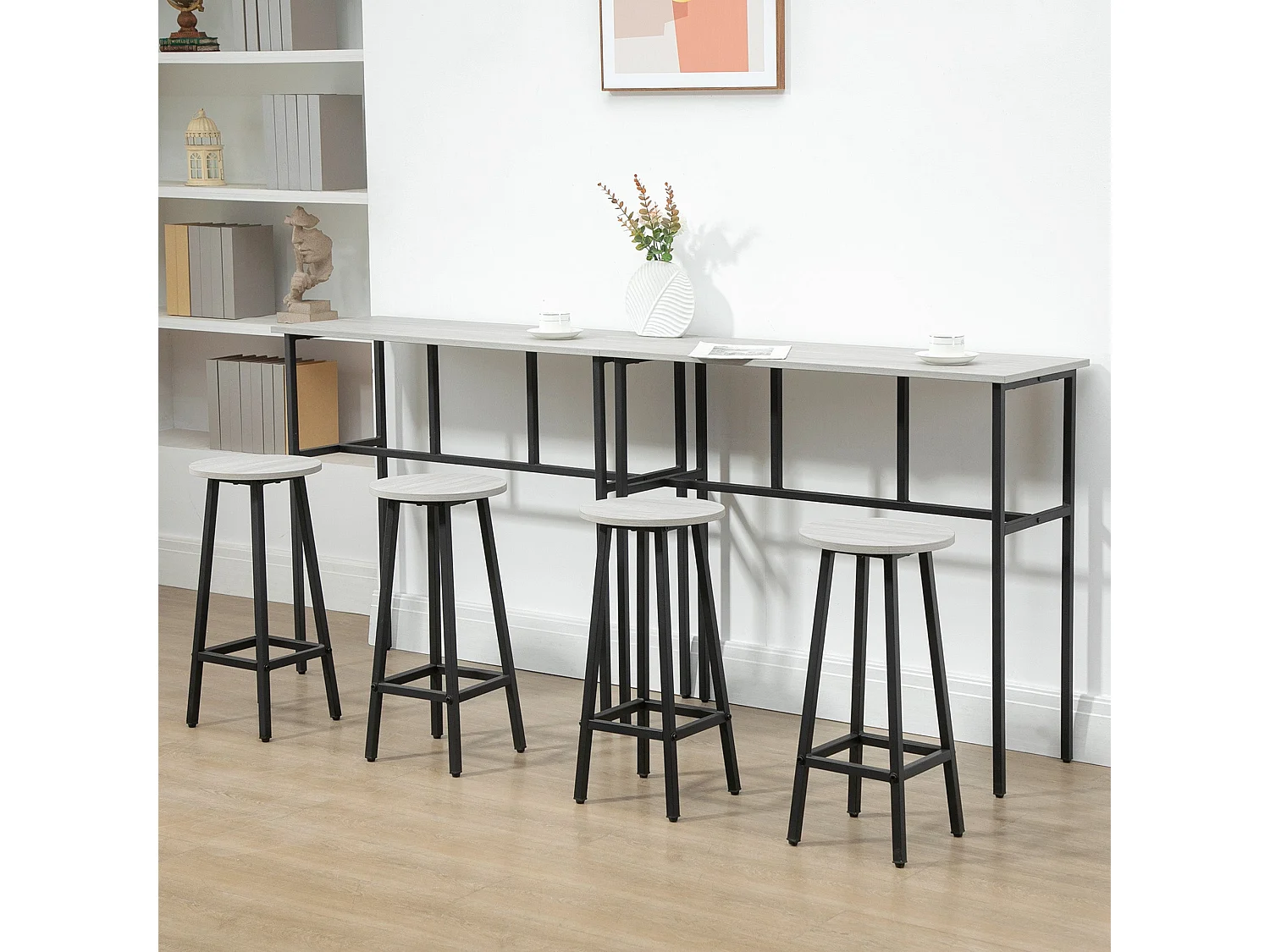 Lura Rika 6 Piece Grey Bar Dining Set 2 Tables and 4 Stools