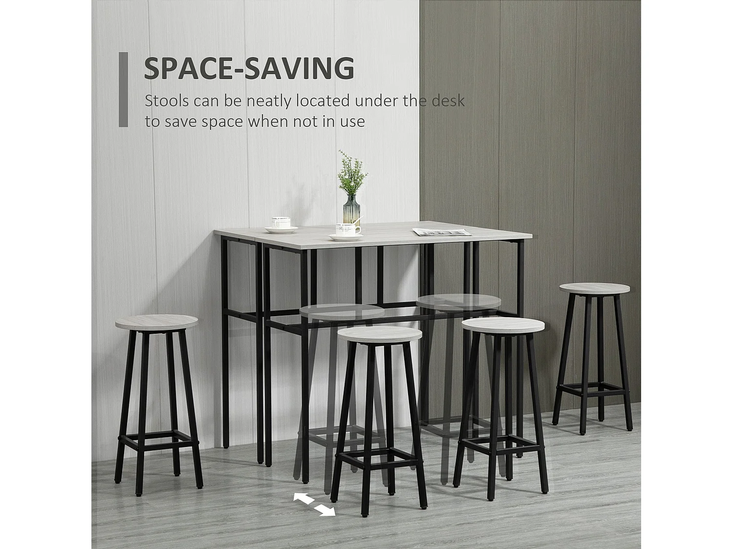 Lura Rika 6 Piece Grey Bar Dining Set 2 Tables and 4 Stools