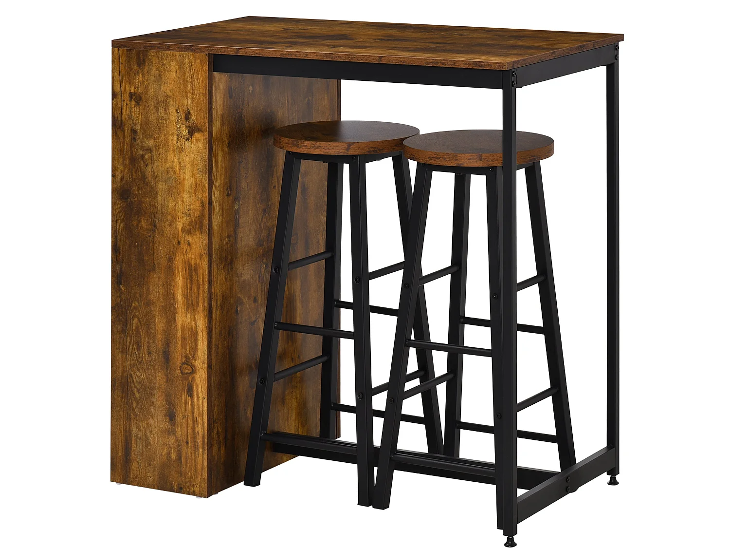 Vasori Industrial 3 Piece Bar Table Set with Storage Shelves