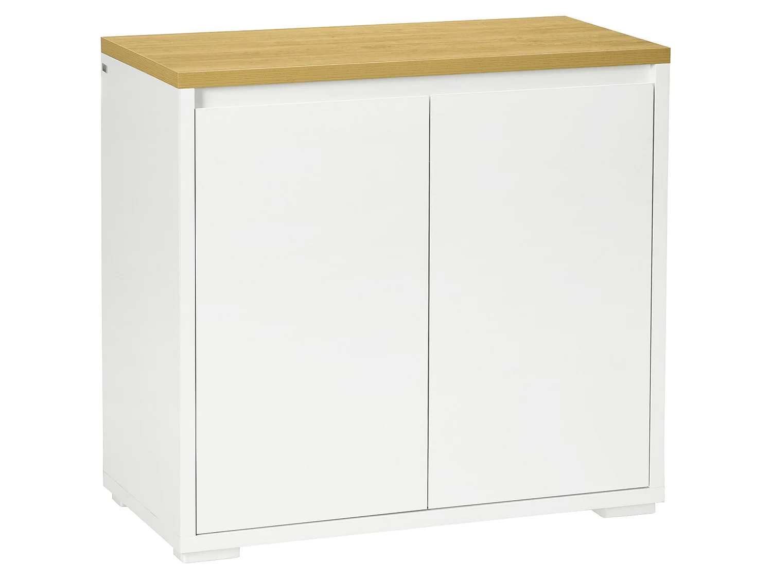 Nofi Fael White and Natural Sideboard 2 Doors Adjustable Shelf Wood Effect Top
