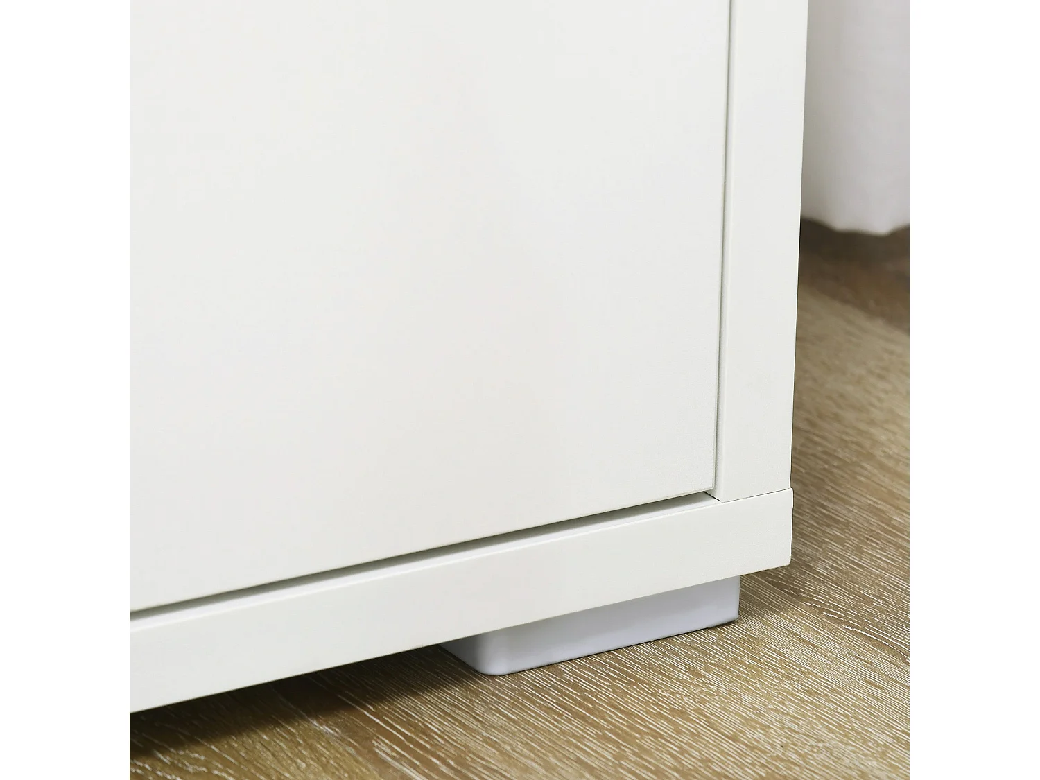 Nofi Fael White and Natural Sideboard 2 Doors Adjustable Shelf Wood Effect Top
