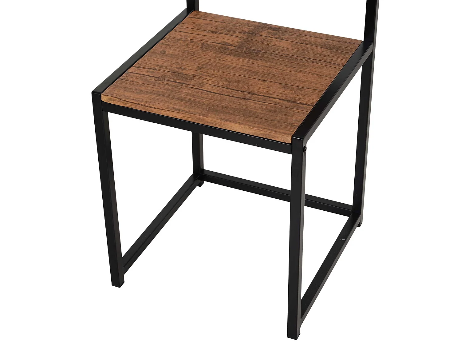 Lottopa Compact Industrial Dining Set Rectangular Table with 2 Stools Natural Wood Effect and Black Steel