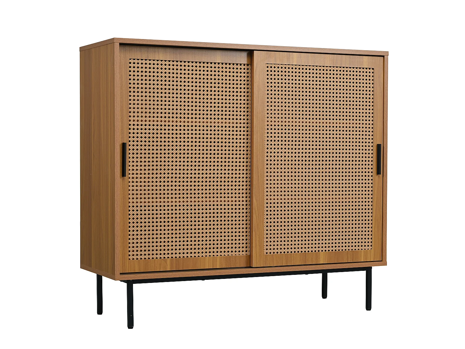 Low sideboard - with 2 sliding doors and adjustable shelves - Natural