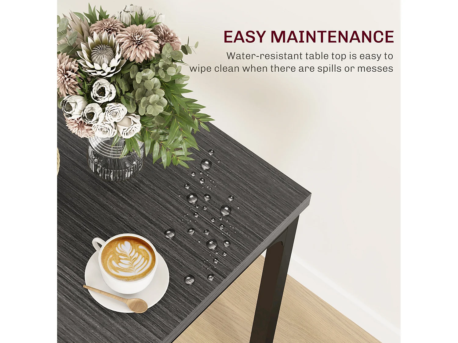 Bani 3 Piece Compact Grey Wood Grain Dining Set