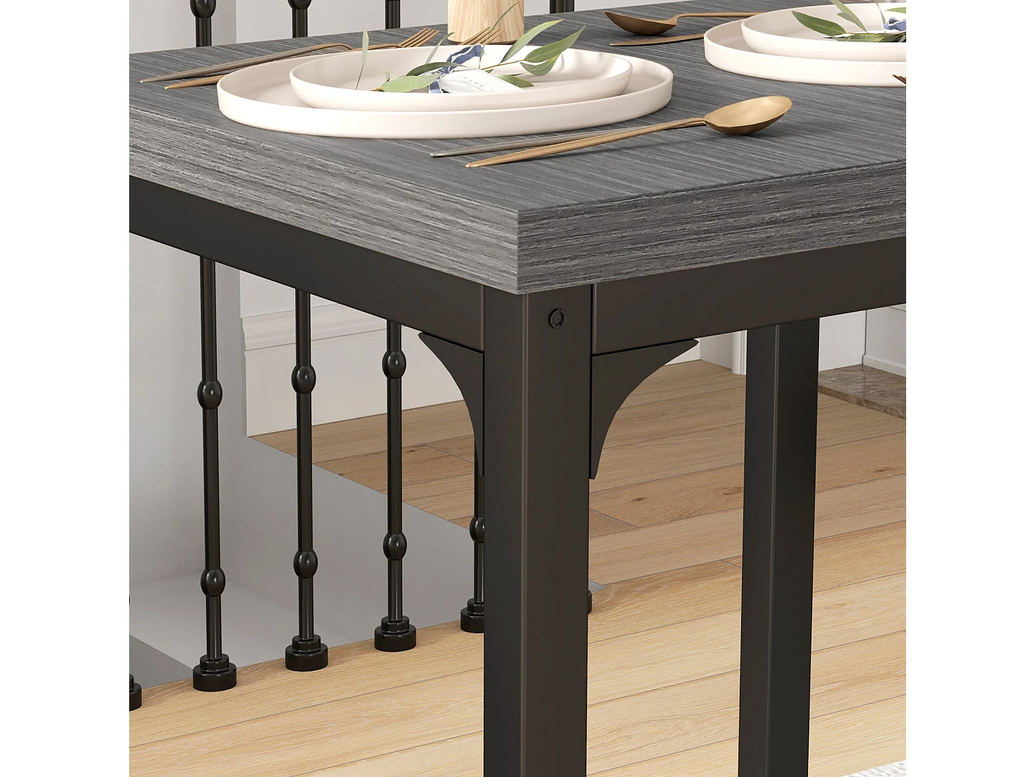 Bani 3 Piece Compact Grey Wood Grain Dining Set