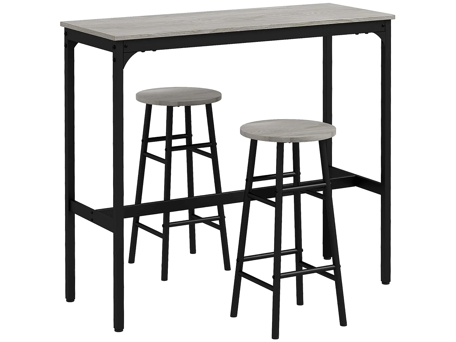Dirive Grey Industrial 3 Piece Bar Table and Stool Set