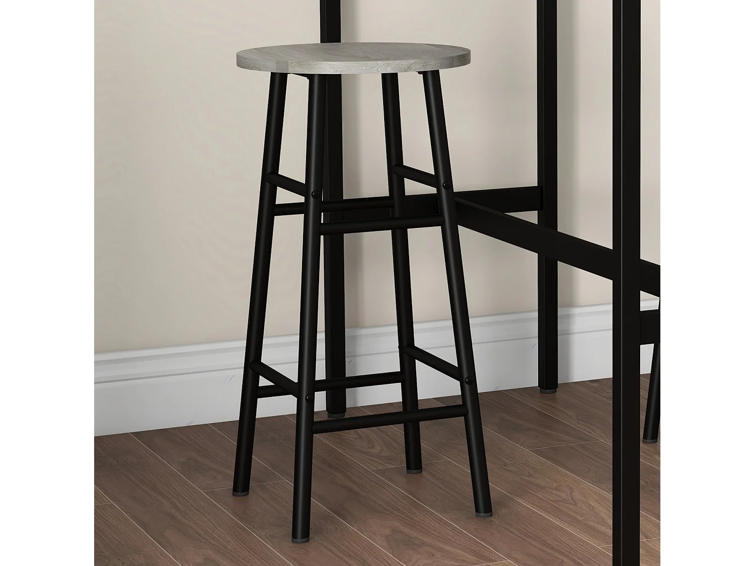 Dirive Grey Industrial 3 Piece Bar Table and Stool Set
