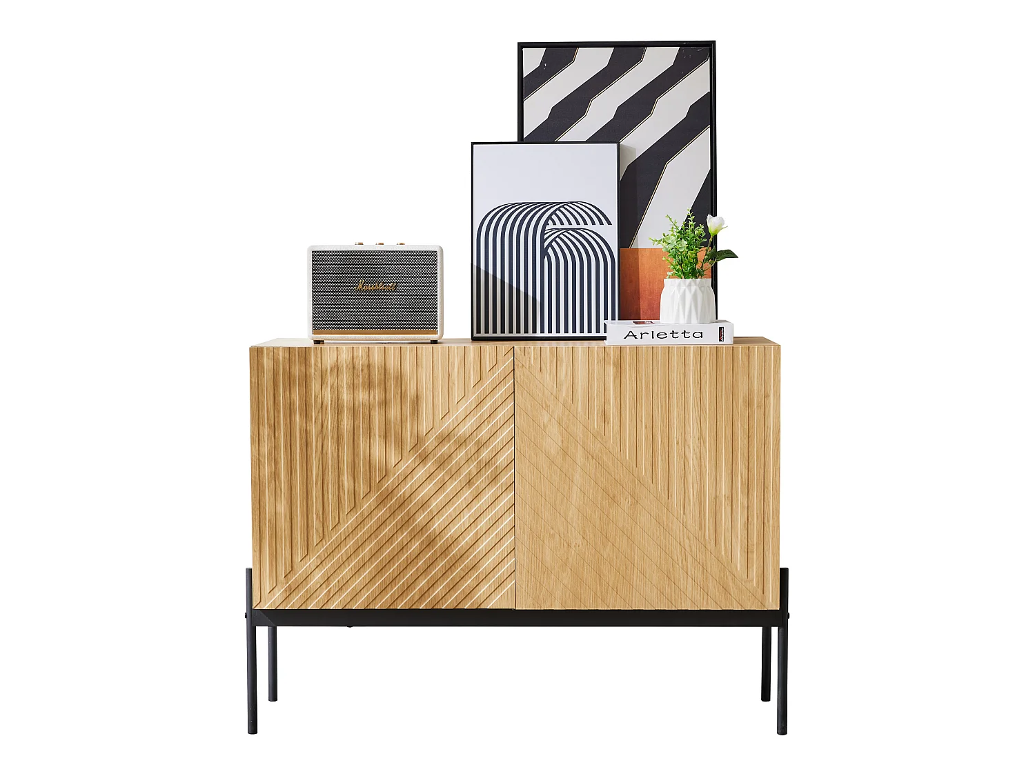 Sideboard - 2 doors with adjustable shelves - Natural