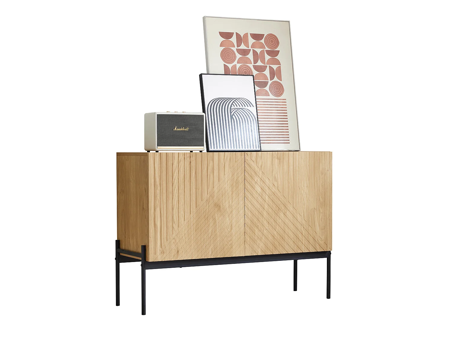 Sideboard - 2 doors with adjustable shelves - Natural