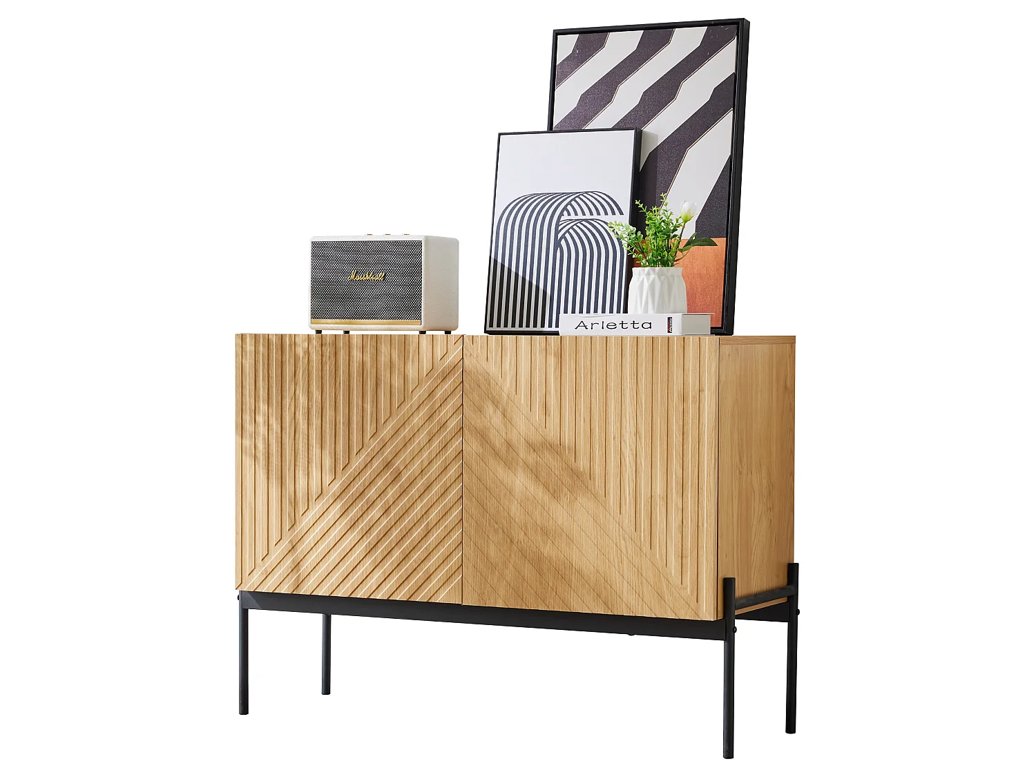 Sideboard - 2 doors with adjustable shelves - Natural