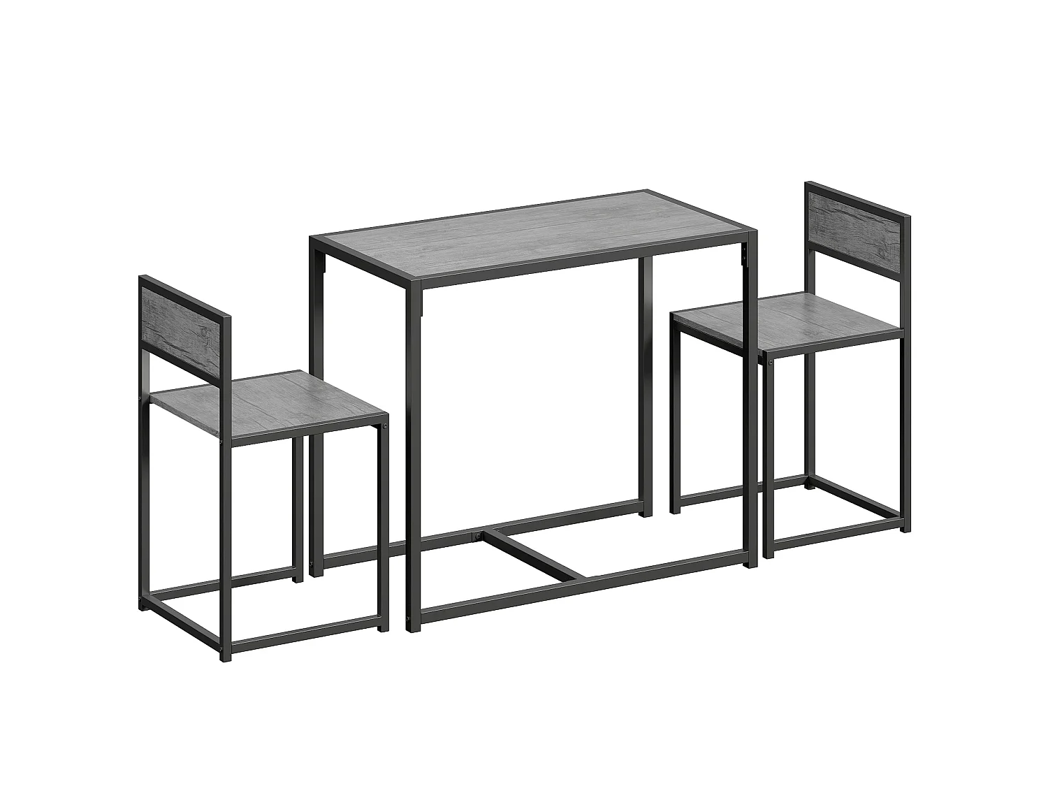 Nenepa 3 Piece Charcoal Grey Wood Effect Dining Table and Stools