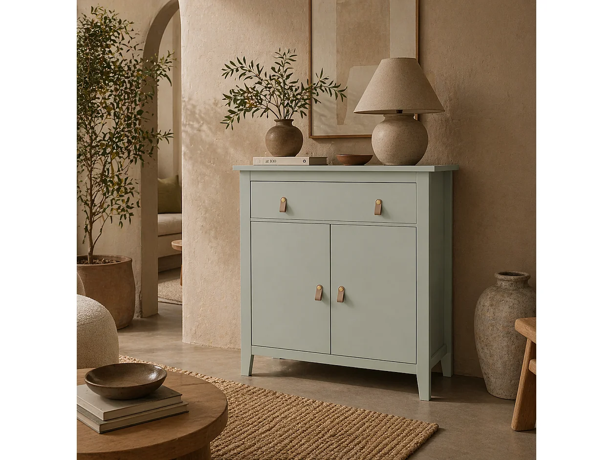 Nova Bafa Light Green and Natural Farmhouse Sideboard