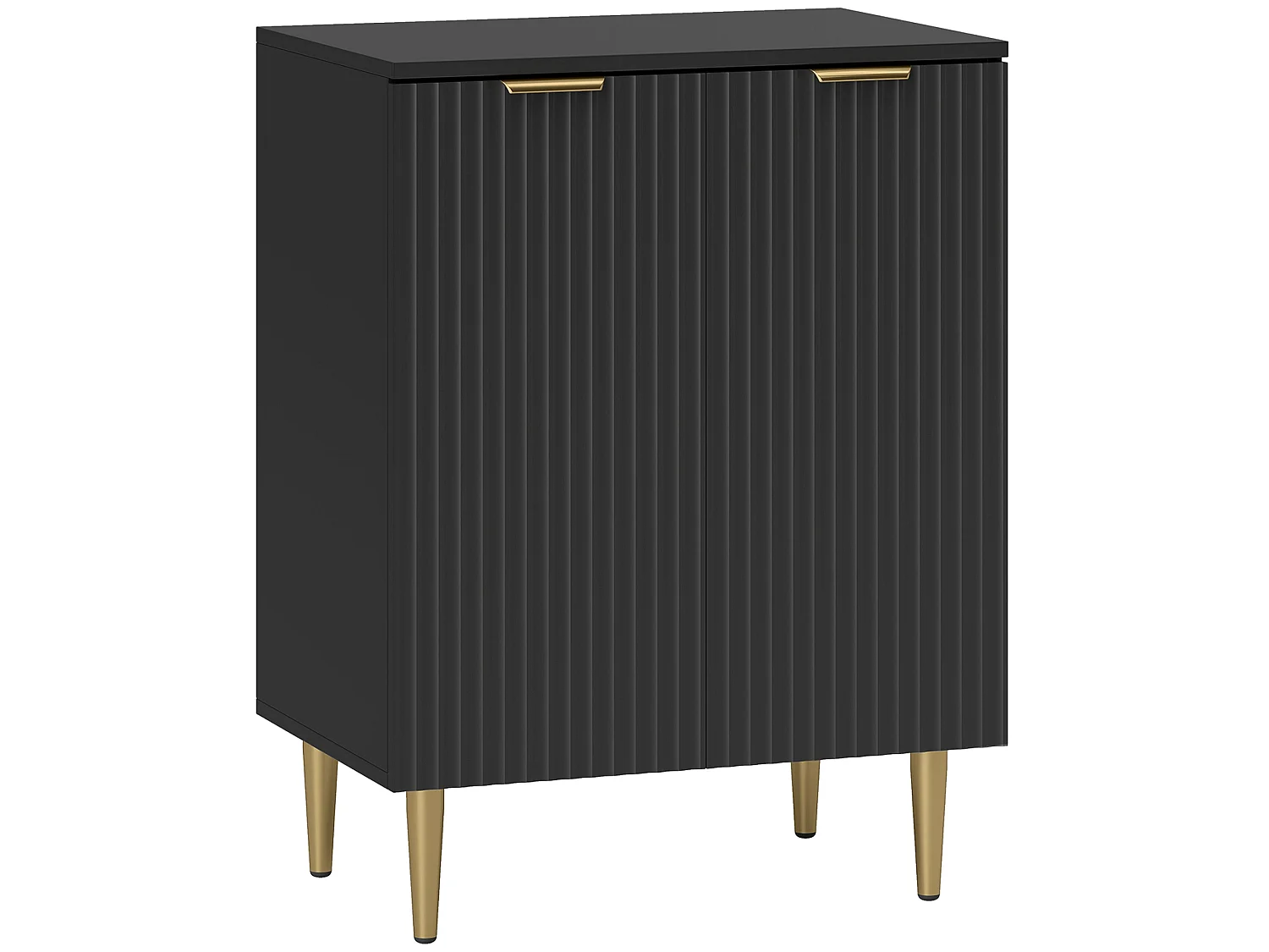 Sutto Black Etched Sideboard 2 Ribbed Doors Gold Accents