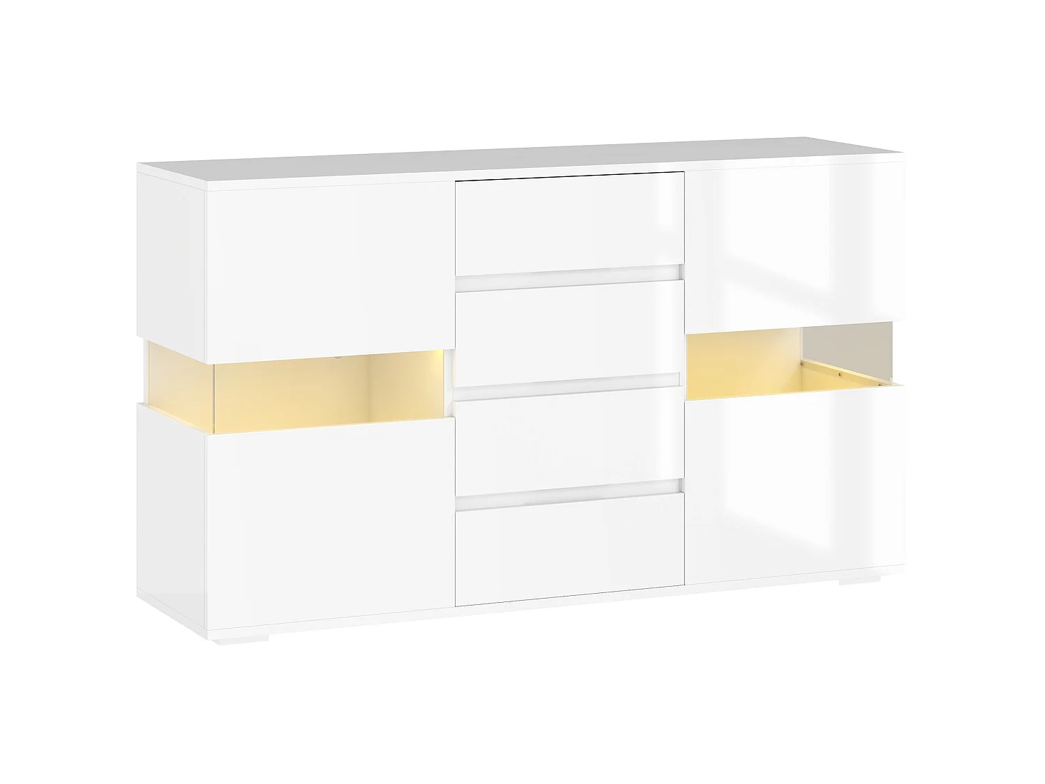 Latoli High Gloss White Sideboard with Integrated LED Lighting 4 Drawers 4 Doors