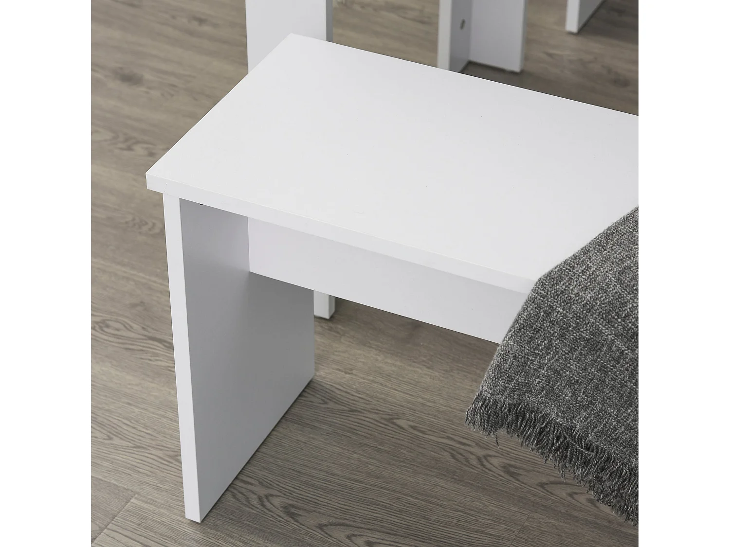 Sono White Rectangular Dining Table with 2 Benches for Compact Spaces