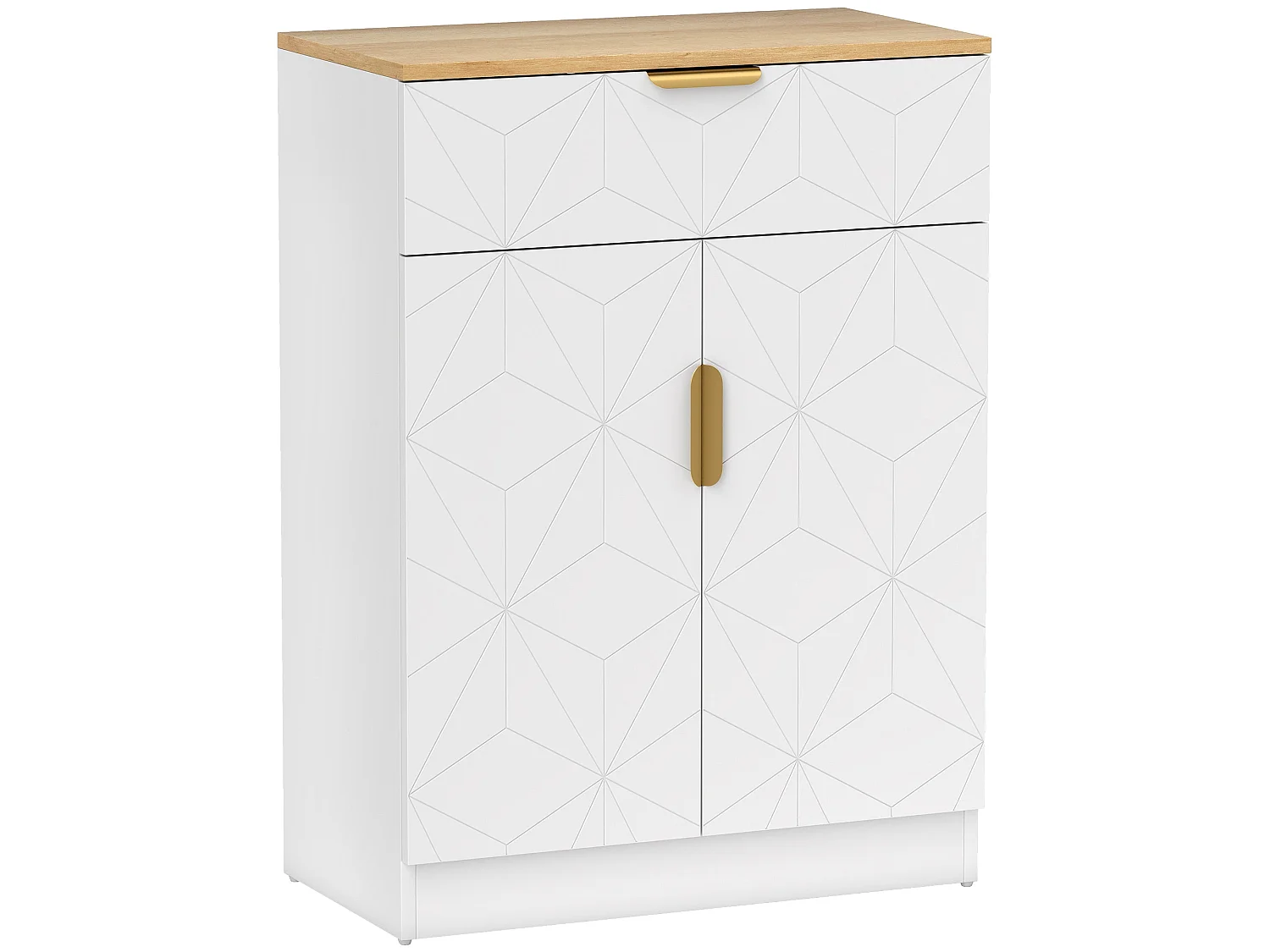 Rilosa Modern Sideboard White and Natural Top Drawer and 2 Doors