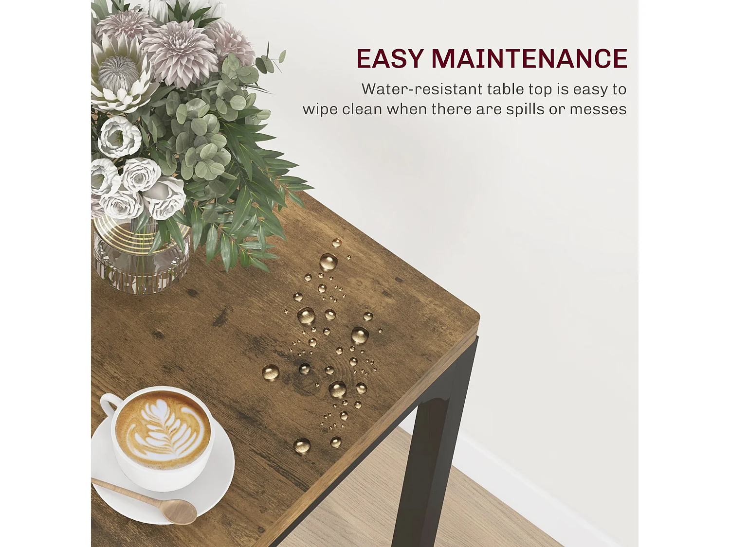 Lulila Rustic Brown 3 Piece Compact Square Dining Table and 2 Chairs