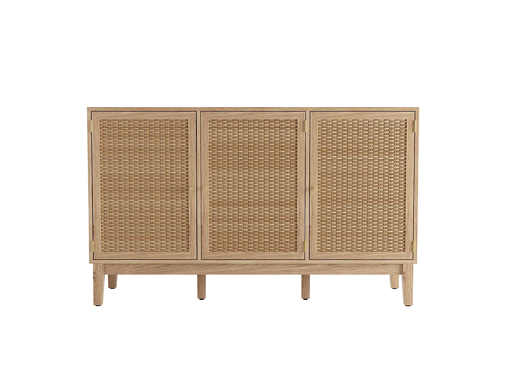 Waterford Oak and Rattan 3 Door Large Sideboard