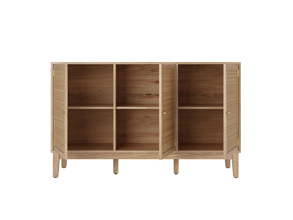 Waterford Oak and Rattan 3 Door Large Sideboard