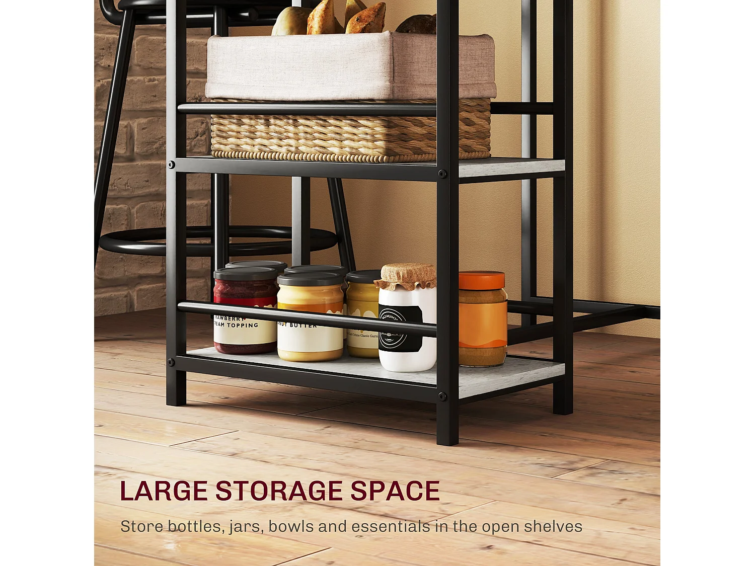 Raco Sera 3 Piece Grey and Black Kitchen Dining Set with Integrated Shelving