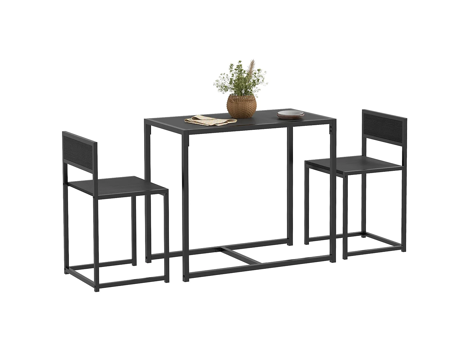 Gafetti Compact Metal and Wood 3 Piece Dining Set for Small Kitchens