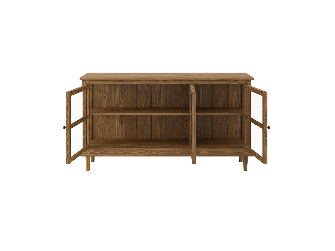 Honley Dark Brown 3 Glass Door Sideboard Matt Grain Finish