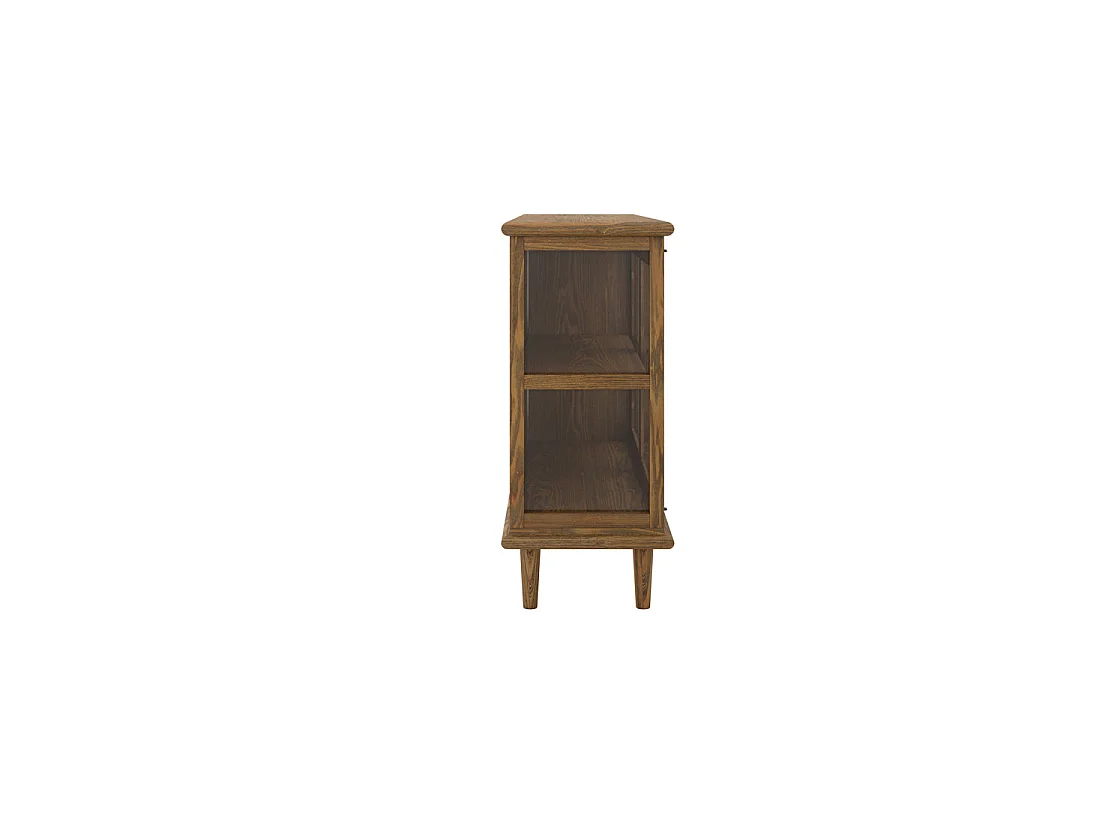 Honley Dark Brown 3 Glass Door Sideboard Matt Grain Finish