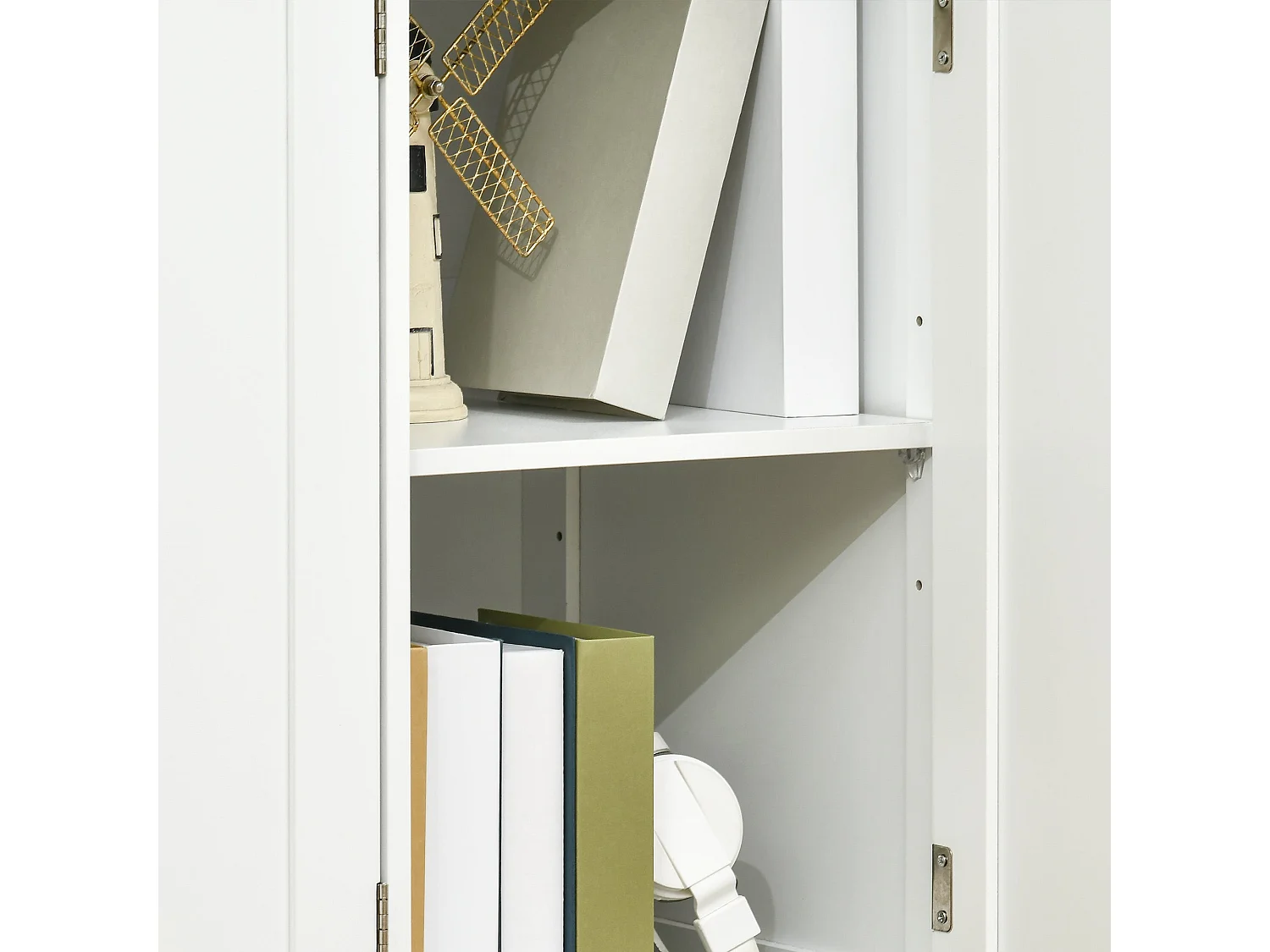 Totoro White Sideboard with Natural Rubberwood Top 3 Doors 3 Drawers 3 Adjustable Shelves