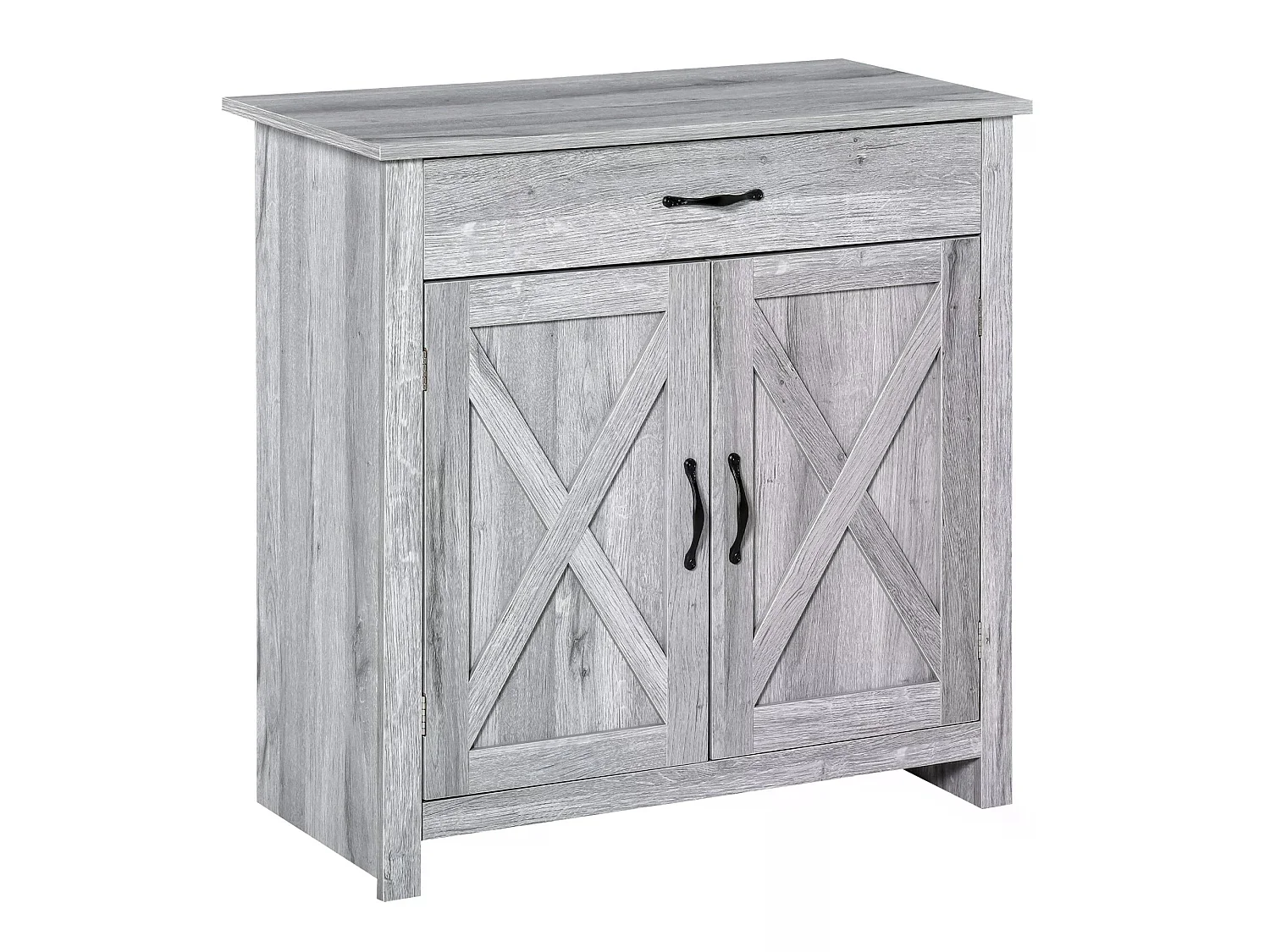 Toro Noyo Grey Grain Farmhouse Sideboard with Sliding Barn Doors