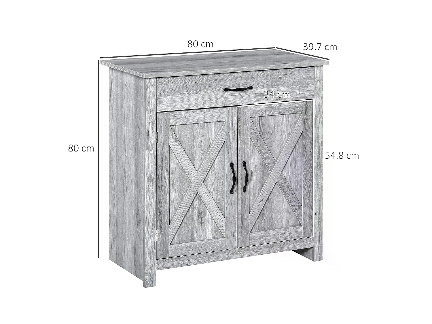 Toro Noyo Grey Grain Farmhouse Sideboard with Sliding Barn Doors